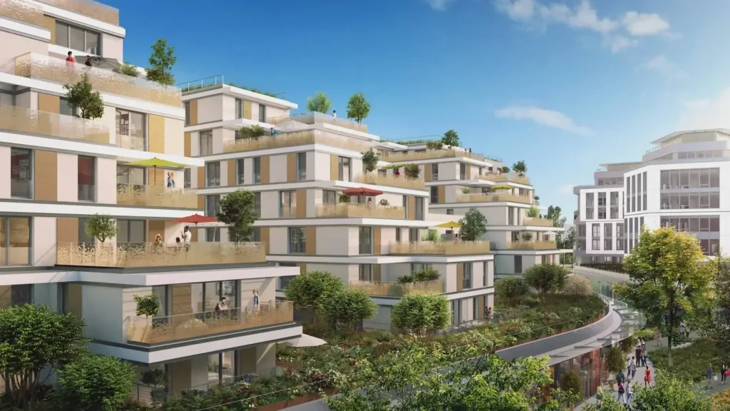 photo 3D de face du projet de ECO-QUARTIER ISSY CŒUR DE VILLE – ISSY-LES-MOULINEAUX